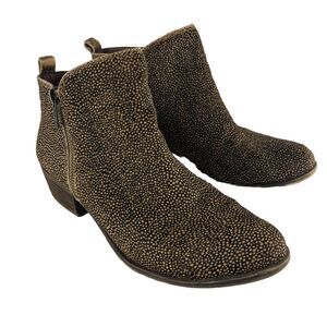 Lucky Brand Ankle Booties Womens 8.5 M Cashew‎ Black Animal Print  Linnea2